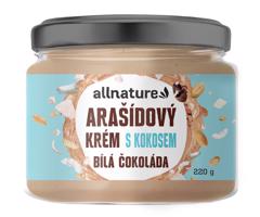 Allnature Arašidový krém s bielou čokoládou a kokosom 220 g