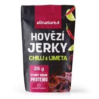 Allnature BEEF Chilli a Limeta jerky - sušené hovädzie mäso s chilli a limetkou Obsah: 25g