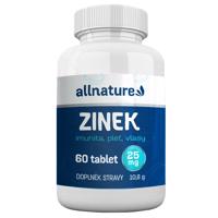 Allnature Zinok 25 mg – 60 tabliet výživový doplnok