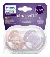 AVENT CUMLÍK Ultra Soft Premium 0-6m dievča na utišovanie, silikón, FlexiFit, zvieratko 1x2 ks