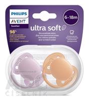 AVENT CUMLÍK Ultra Soft Premium 6-18m dievča na utišovanie, silikón, FlexiFit, neutral 1x2 ks