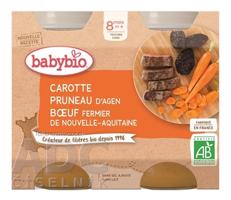 BabyBIO Mrkva a slivky s hovädzím mäsom príkrm - menu (od ukonč. 8. mesiaca) 2x200 g