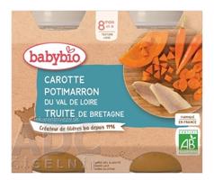 BabyBIO Mrkva a tekvica s pstruhom príkrm - menu (od ukonč. 8. mesiaca) 2x200 g