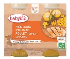 BabyBIO Sladká kukurica s kuracím mäsom príkrm - menu (od ukonč. 8. mesiaca) 2x200 g