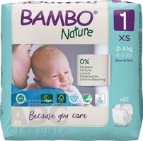 BAMBO 1 XS (2-4 kg) detské plienky priedušné, savosť 500 ml (inov.2020) 1x22 ks