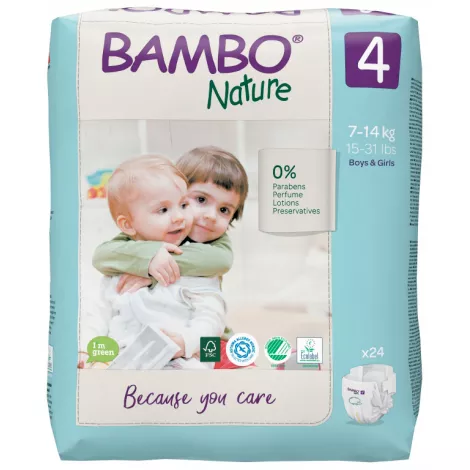 Bambo nature 4 detské prírodné plienky Maxi 7-14 kg 24 ks