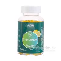 BIOMIC VITAMÍN C+D + ZINOK gummies, citrónová príchuť 90ks