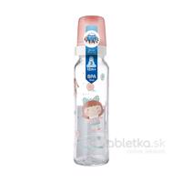 Canpol Babies Fľaša Dekor sklo 240ml a silikónový cumlík okrúhly 12m+