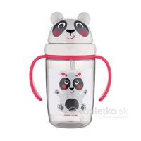 Canpol Babies nevylievacia fľaša so slamkou Hello Little Panda 12m, 400ml