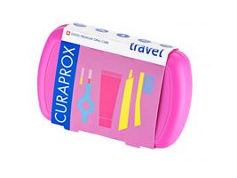 Curaprox Travel Set zubná kefka + CPS medzizubné kefky 2 ks + zubná pasta 10 ml darčeková sada, oranžový