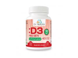 Dr. Natural Vitamín D3 pre deti s príchuťou jahody (400IU) 90 tabliet Doplnok stravy