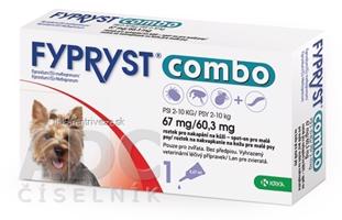 FYPRYST combo 67 mg/60,3 mg PSY 2-10 KG roztok na kvapkanie na kožu pre malé psy (pipeta) 1x0,67 ml