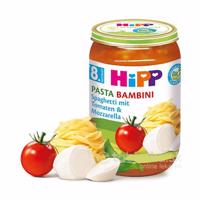 HiPP Príkrm BIO Špagety s rajčinami a mozzarellou 8m+, 220g