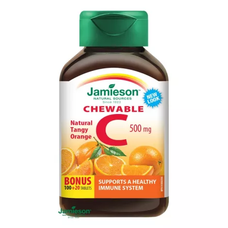 Jamieson Vitamín C 500 mg tablety na cmúľanie s príchuťou pomaranča 100 + 20 tbl ZDARMA