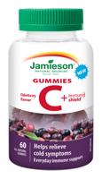 Jamieson Vitamín C + immune shield gummies s príchuťou bazy 60 tabliet