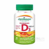 Jamieson Vitamín D3 1000IU želatínové pastilky, mix ovocných príchutí 60ks