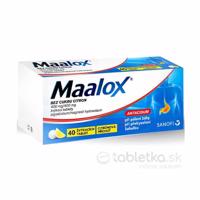 Maalox bez cukru s príchuťou citróna 1x40ks