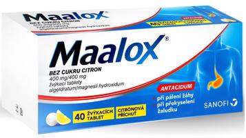 Maalox bez cukru s príchuťou citróna tbl.mnd. 40 x 400 mg/400 mg