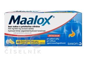 Maalox bez cukru s príchuťou citróna tbl mnd 400 mg/400 mg (blis.) 1x40 ks