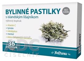 MedPharma BYLINNÉ PASTILKY Bez cukru s islandským lišajníkom, 1x36 ks