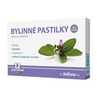 MedPharma Bylinné pastilky bez cukru šalvia, ženšen, vitamín C 12 ks