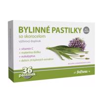 MEDPHARMA Bylinné pastilky bez cukru so skorocelom materina dúška vitamín C 1x36 ks