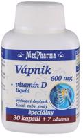MedPharma Vápnik 600 mg + Vitamín D cps 30+7 zadarmo