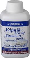 MedPharma VÁPNIK 600 mg + Vitamín D liq. cps 60+7 zadarmo (67 ks)