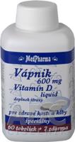 MedPharma Vápnik 600 mg Vitamín D liquid 67 kapsúl