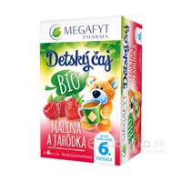 MEGAFYT Detský čaj BIO MALINA A JAHÔDKA ovocný čaj 6m+, 20x1,75g