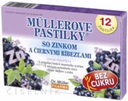 MÜLLEROVE PASTILKY SO ZINKOM A ČIERNYMI RÍBEZĽAMI Bez cukru 1x12 ks