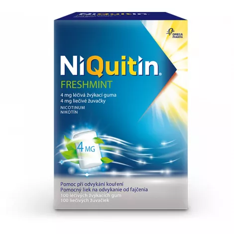 NiQuitin Freshmint 4 mg liečivé žuvačky gum.med.100 x 4 mg