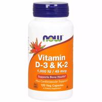 Now Foods Vitamín D3 a K2 (1000 IU/45 mcg) 120 kapsúl