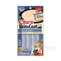 Pamlsok pre mačky Inaba Churu Skin & Coat, tuniak 4x12g