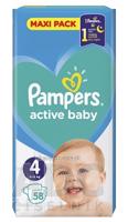 PAMPERS active baby Maxi Pack 4 Maxi detské plienky (9-14 kg)(inov.2018) 1x58 ks