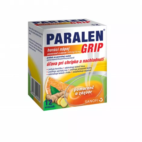 Paralen Grip horúci nápoj Pomaranč a zázvor 500 mg/10 mg 12 sáčkov