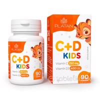 PLATAN vitamín C + D Kids cmúľacie tablety 90tbl