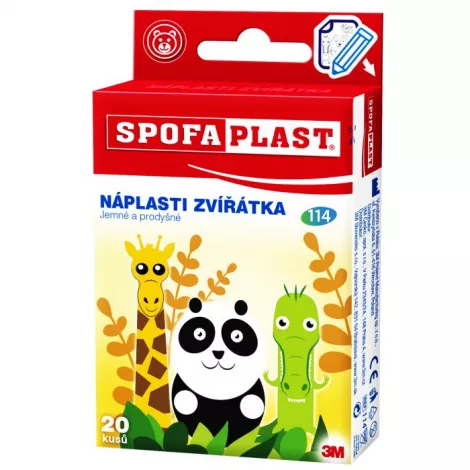 SPOFAPLAST  3M č.114 Náplasti ZVIERATKÁ detské, 2 veľkosti, 20 ks