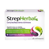 StrepHerbal Baza čierna a Echinacea pastilky s vitamínom C a zinkom 24ks