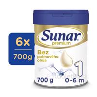 Sunar Premium 1 počiatočná mliečna dojčenská výživa 6x700g