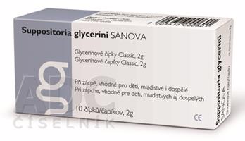 SUPPOSITORIA GLYCERINY SANOVA Classic 2g 1x10ks, glycerínové čapíky