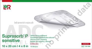 SUPRASORB P SENSITIVE silikónový penový obväz, border lite, (10x20 cm) 1x10 ks