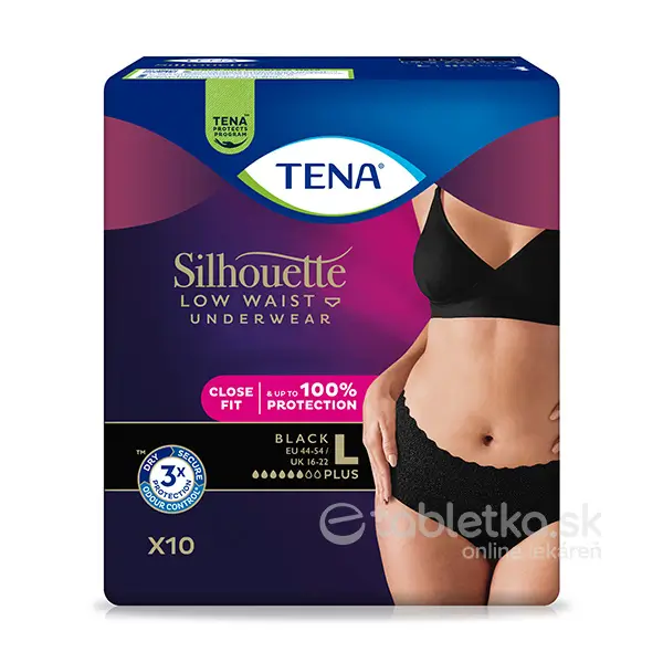 TENA Silhouette Plus Low Waist Black L dámske inkontinenčné nohavičky 10ks