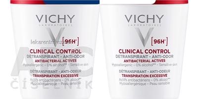 VICHY DEO CLINCAL CONTROL DETRANSPIRANT 96H detranspirant proti zápachu, roll-on (50 % zľava na 2. prípravok v duobalení) 2x50 ml