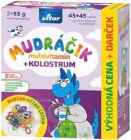 VITAR MUDRÁČIK multivitamín + kolostrum tbl, zmes 3 príchutí 2x45 ks (90 ks) + darček: retro céčka, 1x1 set