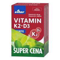 VITAR Vitamín K2 + D3 forte príchuť malina duopack 2 x 60 tabliet