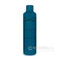 YOS Fľaša na vodu s denným dávkovačom liekov 2v1 modrá 375ml